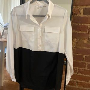 Calvin Klein Utility Blouse half button color block